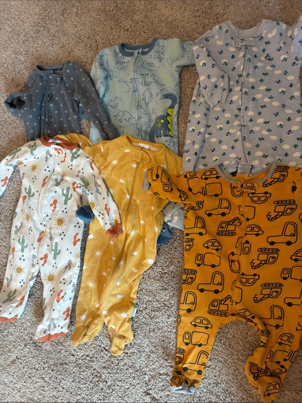 Sleeper Lot: One-Piece Footed Pajamas - Yellow and Blue Mix